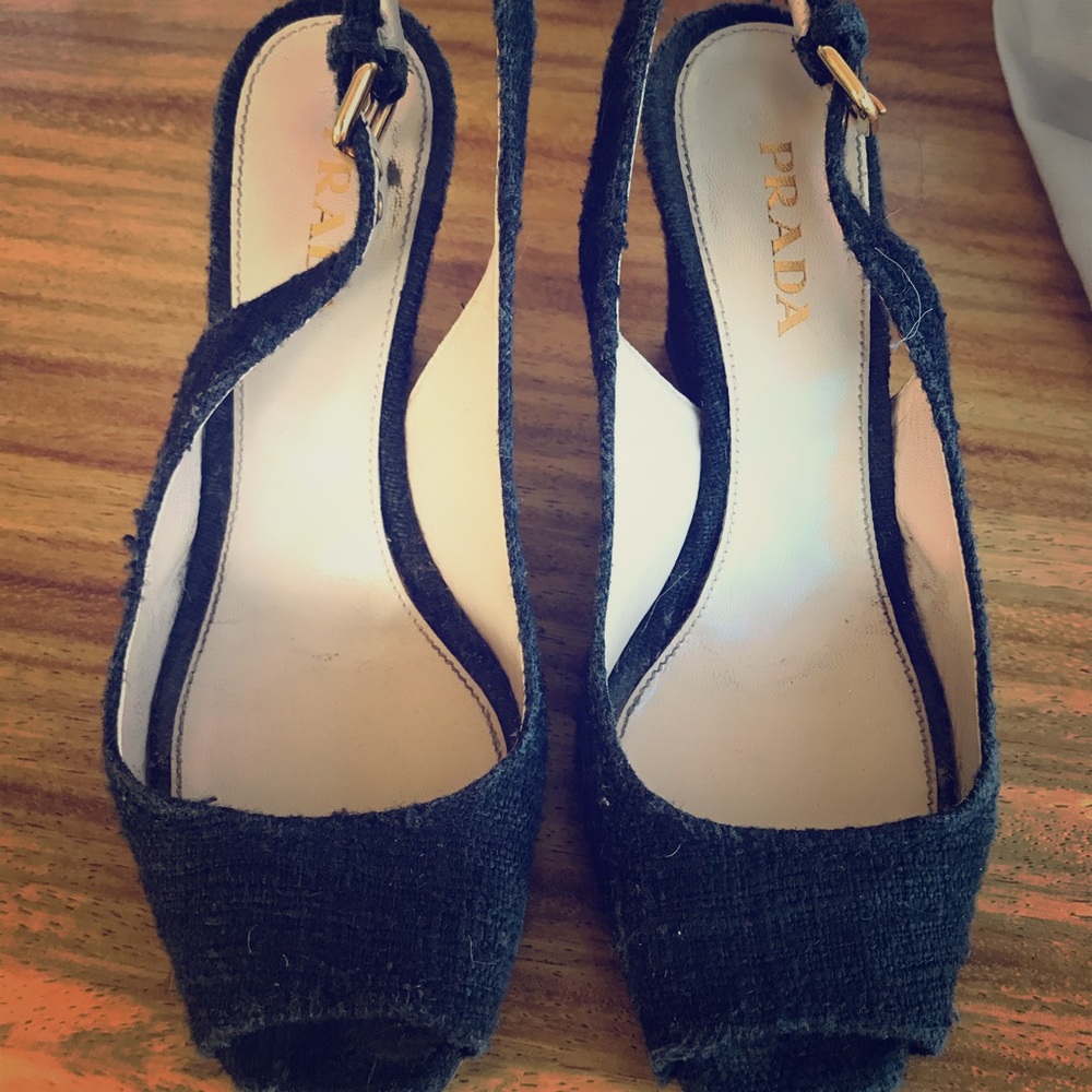 Prada black wedges